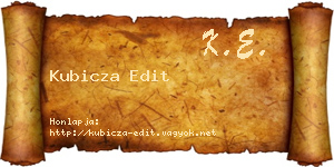 Kubicza Edit névjegykártya